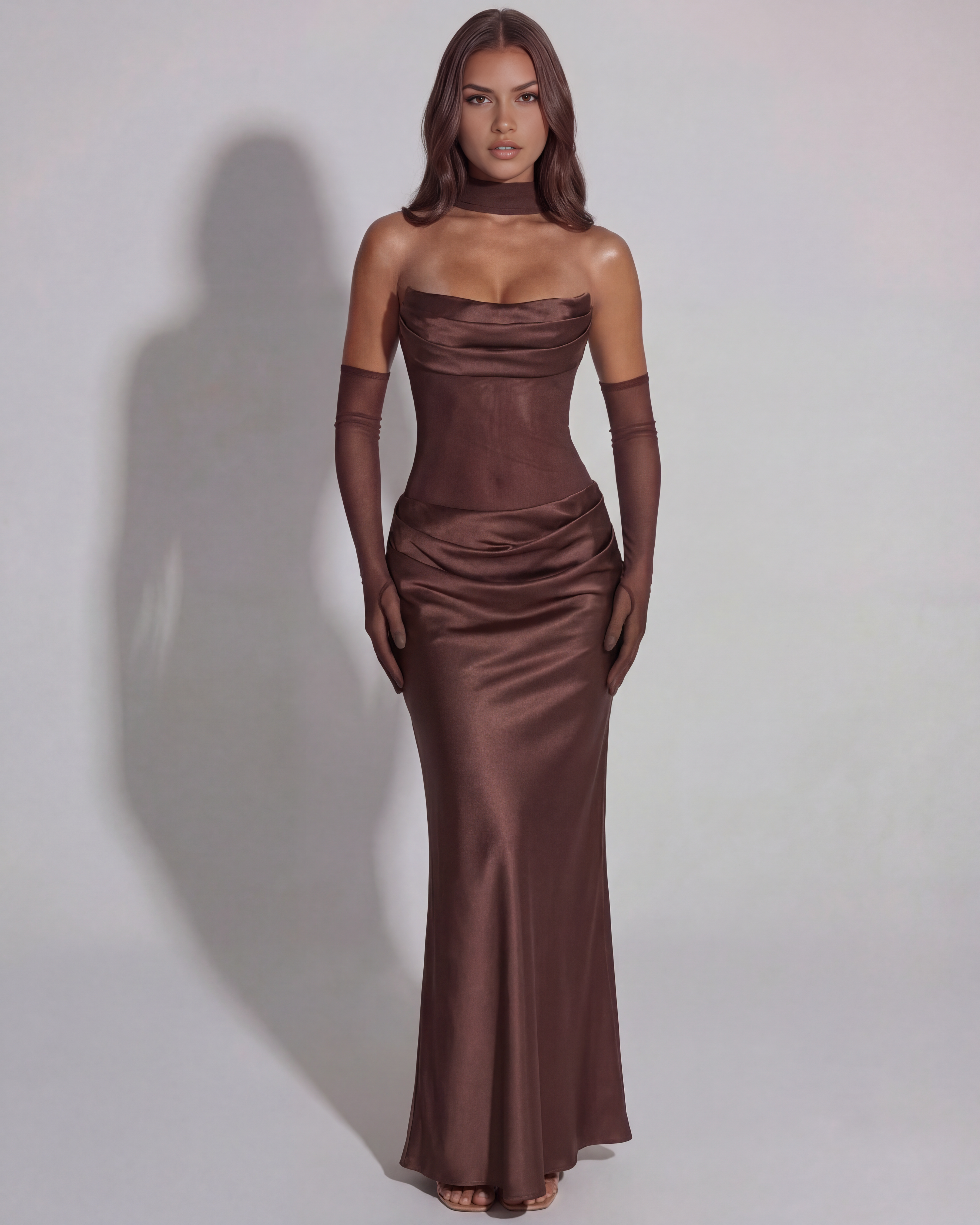 Cowl neck sculpting maxi dress for women | Vittoria