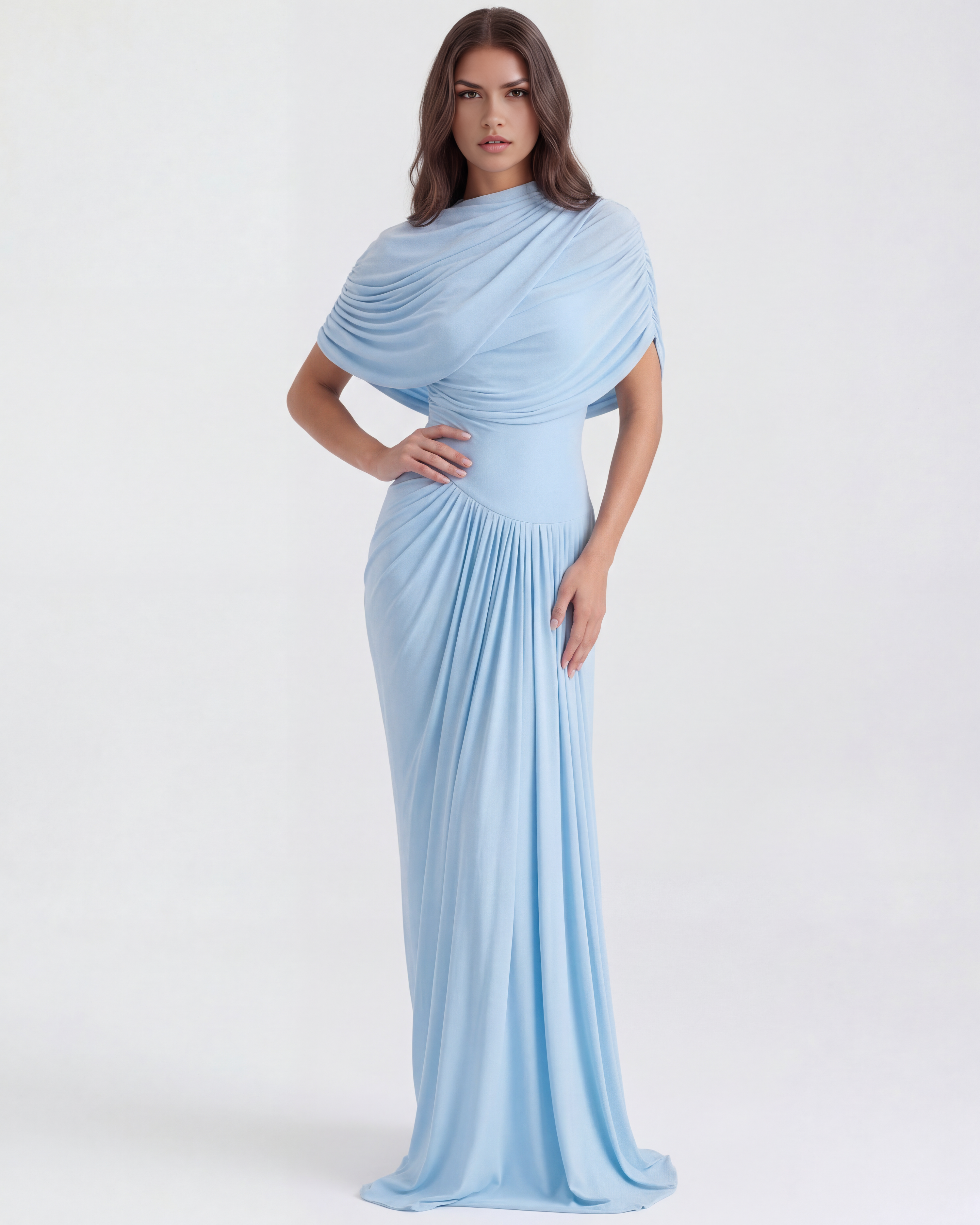 Asymmetric draped maxi dress for women | Camilla