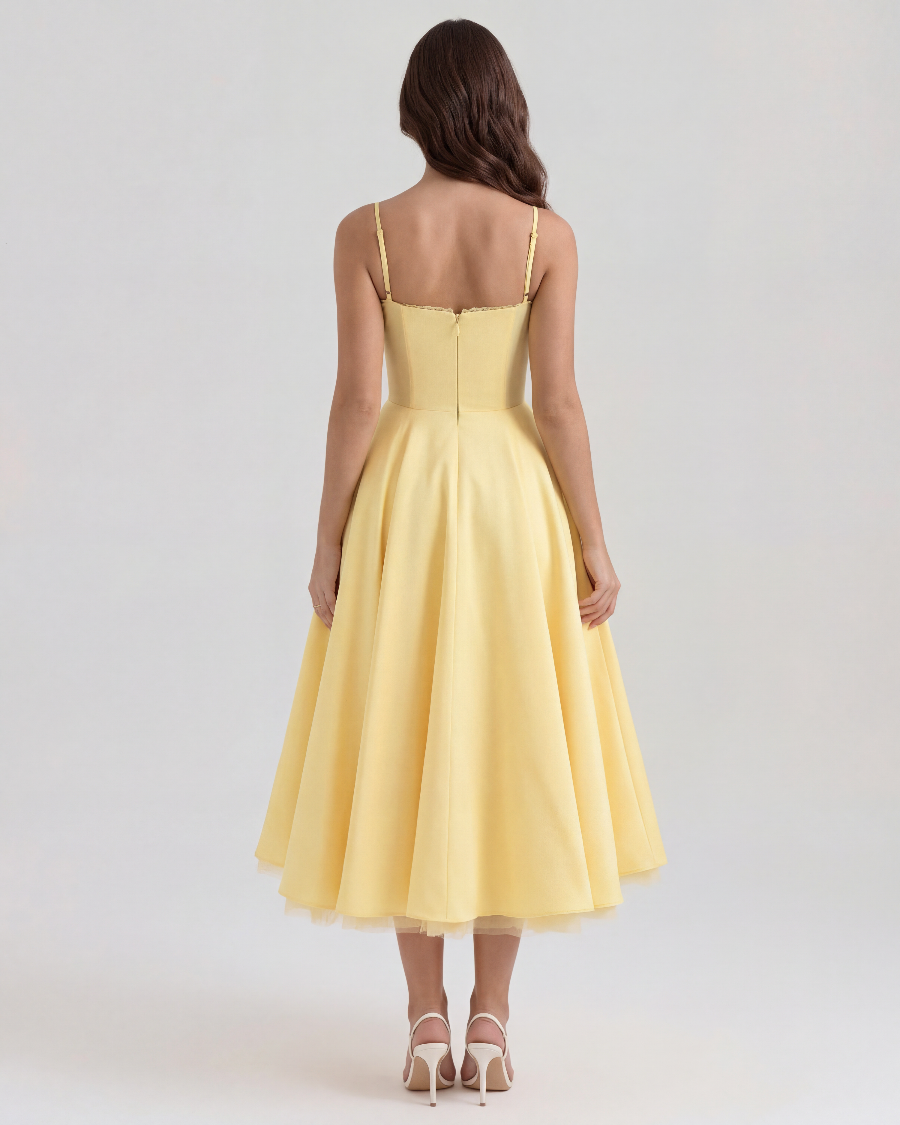 Satin boned corset midi dress for women | Selene