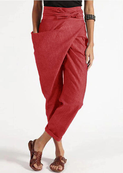Grey Asymmetrical High-Waist Harem Pants Versatile For Women | Kaelis