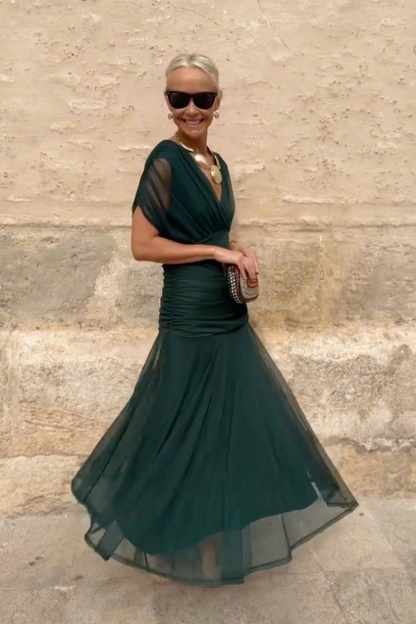 Elegant V-Neck Fantasy Maxi Dress Chic for Women | Liora