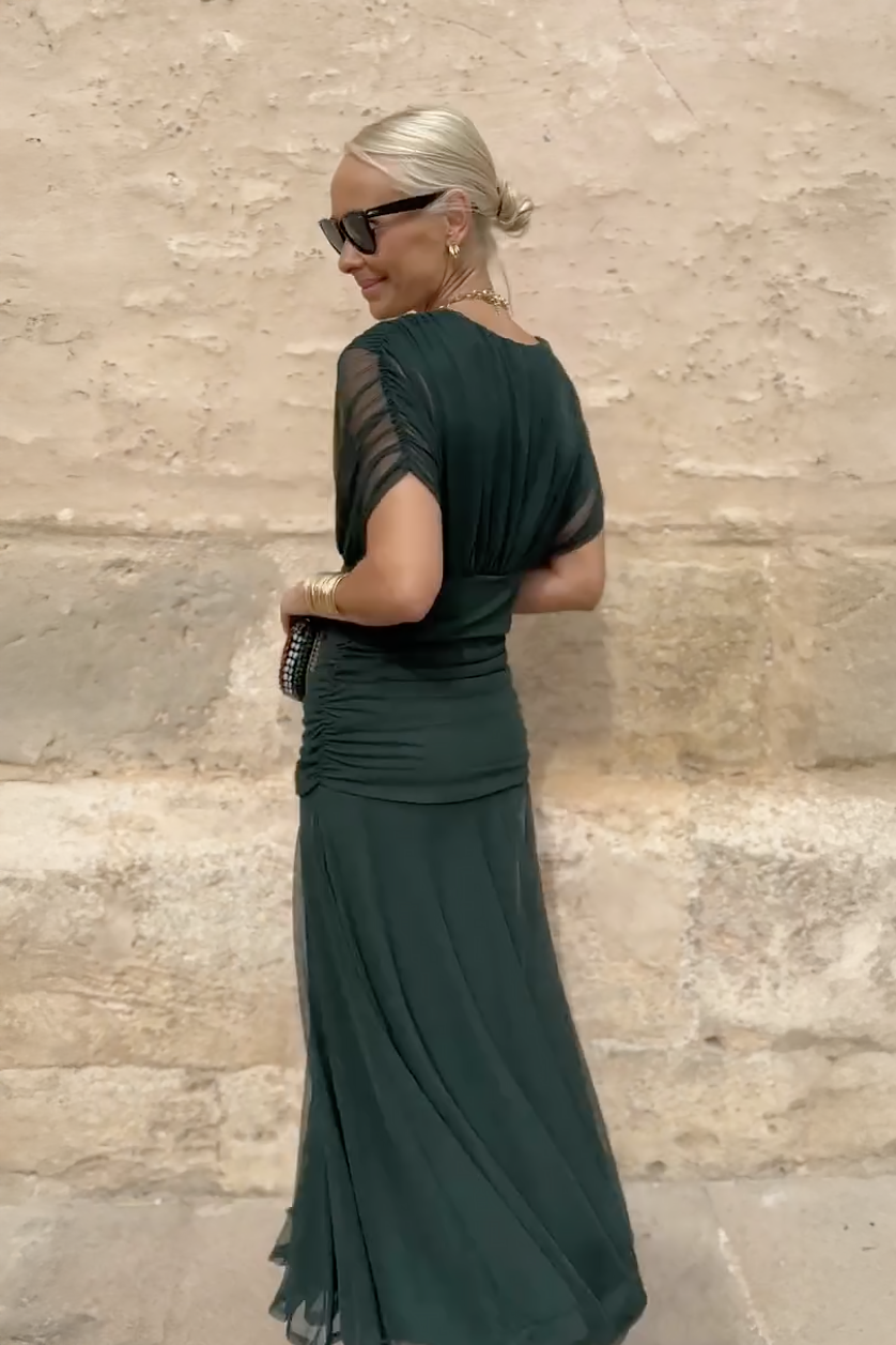 Elegant V-Neck Fantasy Maxi Dress Chic for Women | Liora