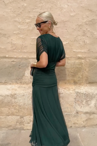 Elegant V-Neck Fantasy Maxi Dress Chic for Women | Liora