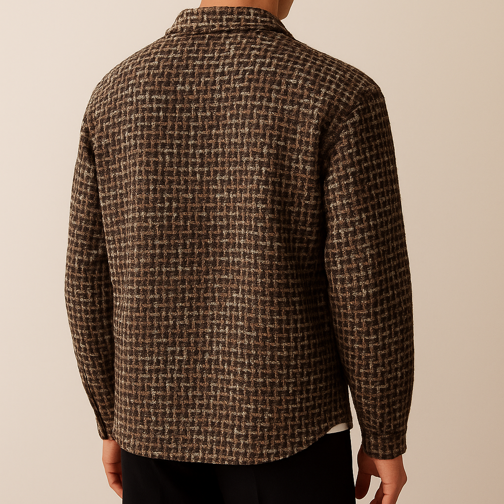 Houndstooth button shacket for men | Arden