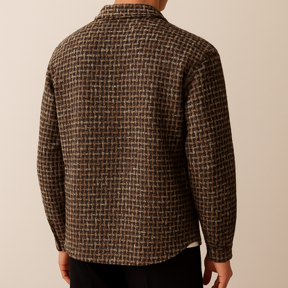 Houndstooth button shacket for men | Arden