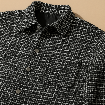 Houndstooth button shacket for men | Arden