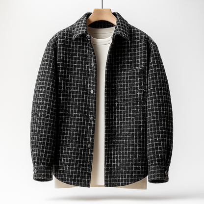 Houndstooth button shacket for men | Arden