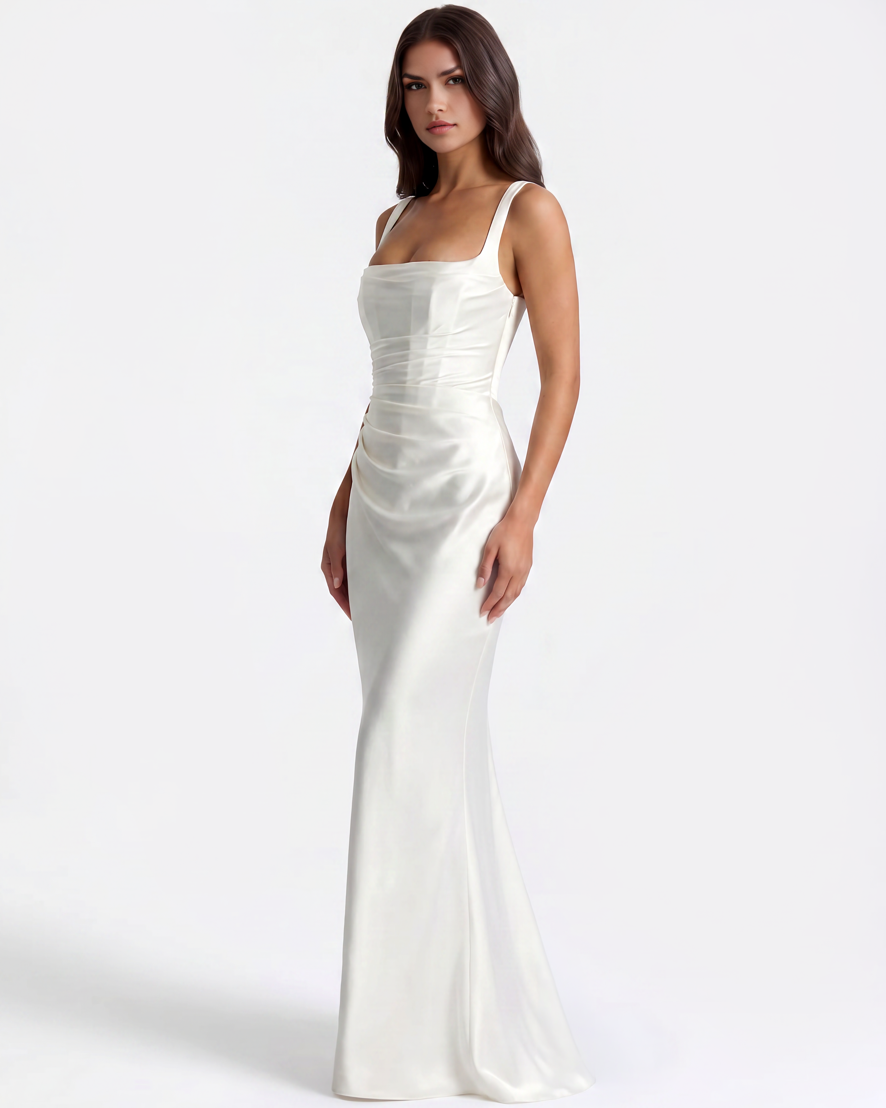 Satin corset lace-up maxi dress for women | Adrienne