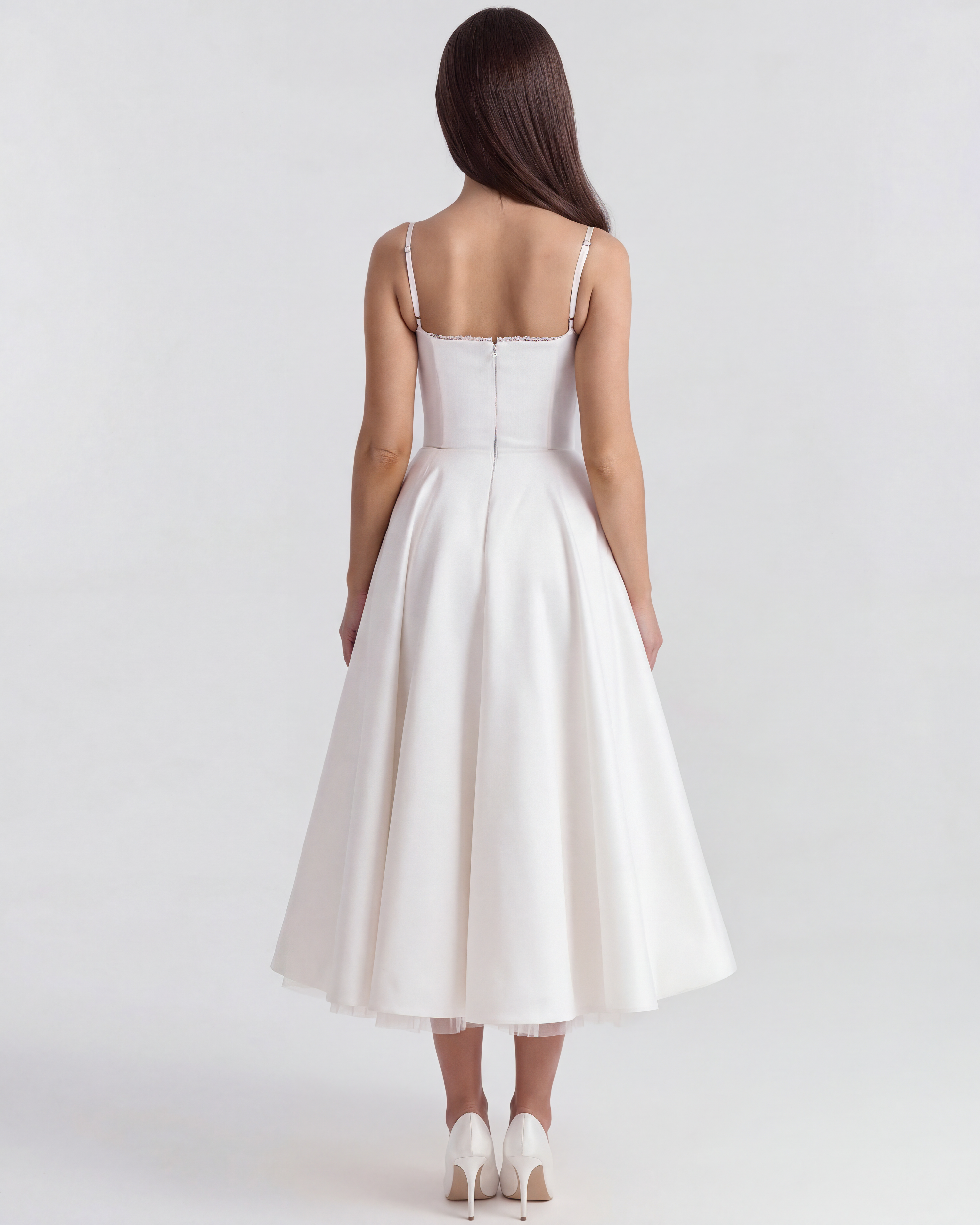 Satin boned corset midi dress for women | Selene