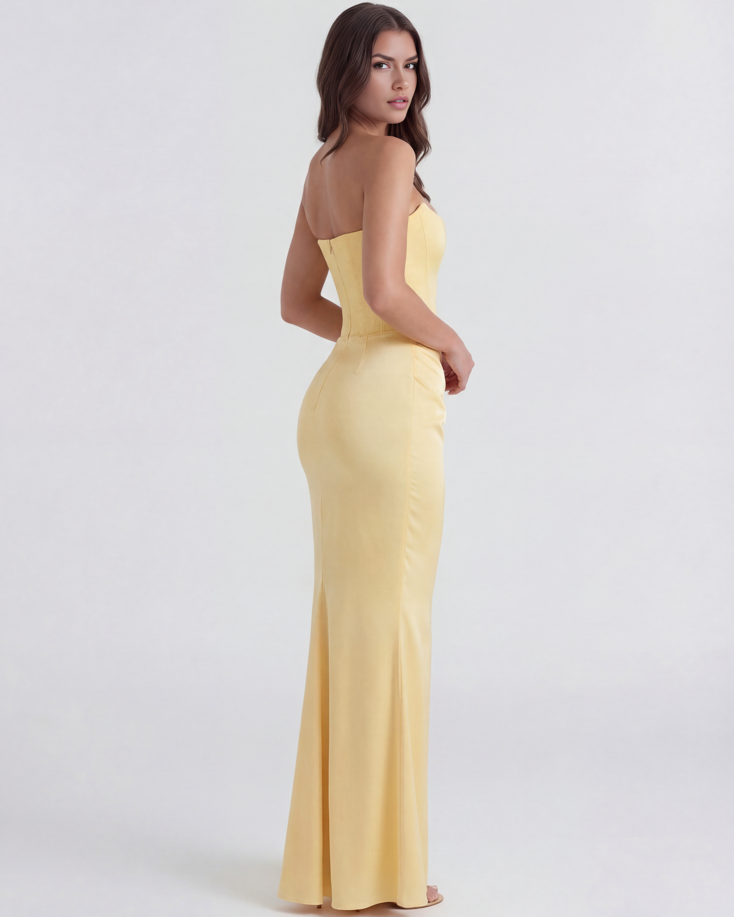 Sculpted corset strapless maxi dress for women | Rosalind