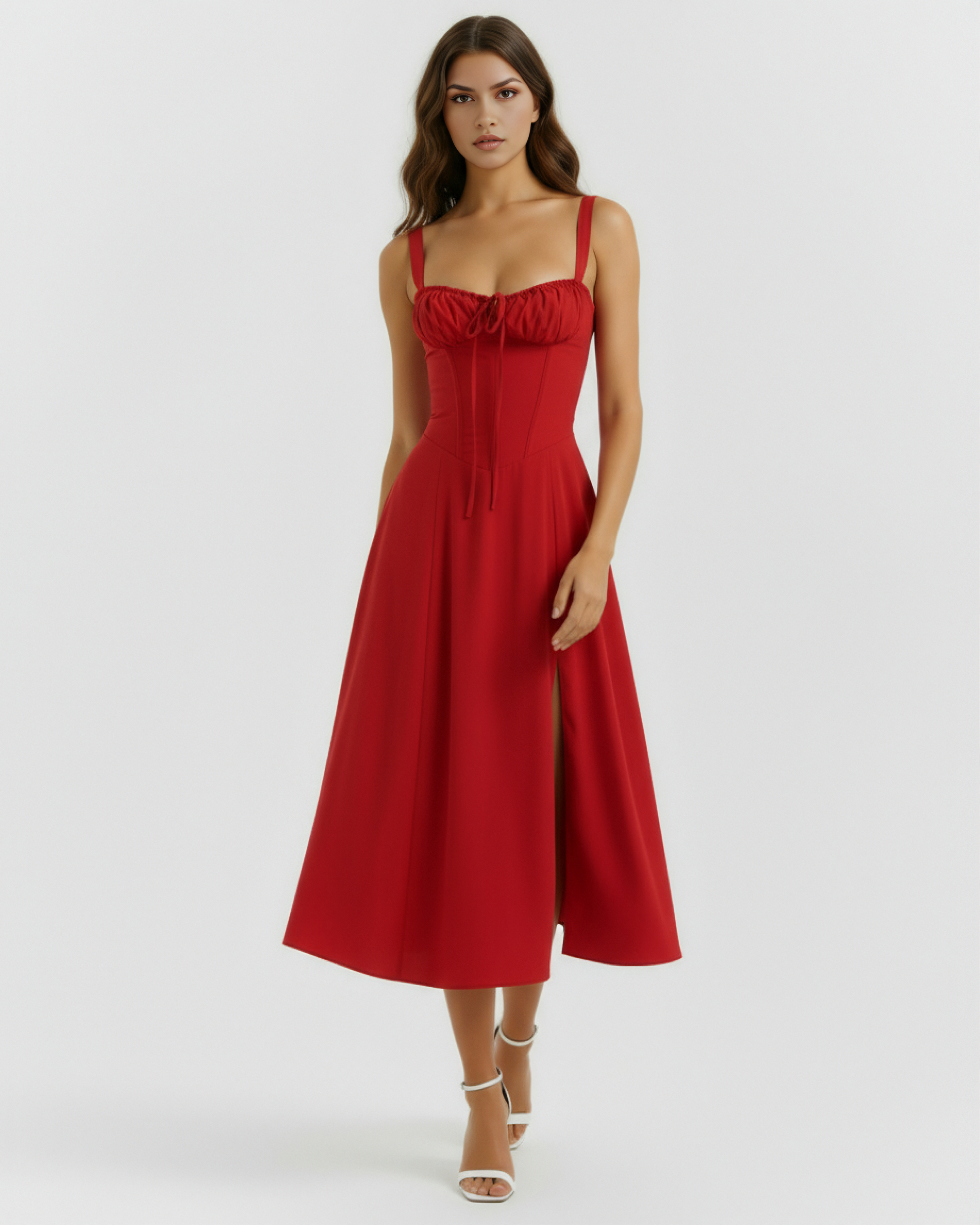 Corseted midi dress for women | Aurora