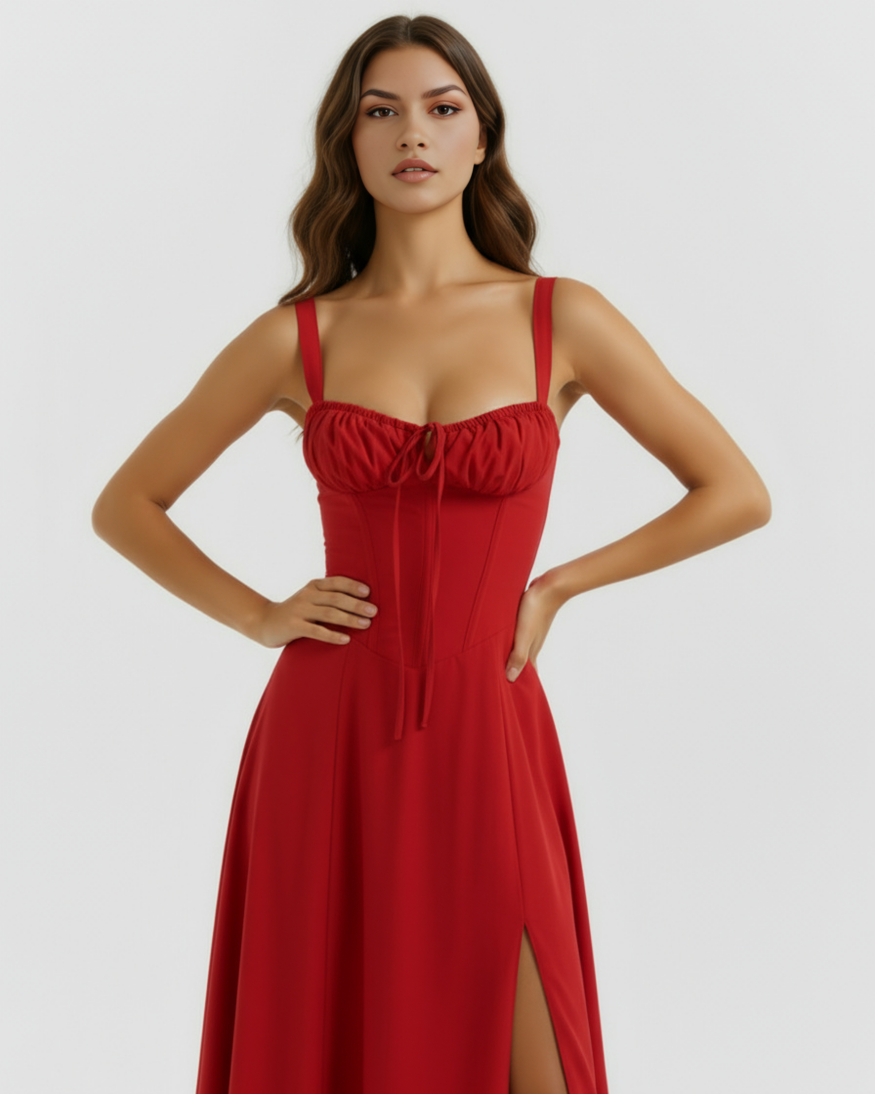 Corseted midi dress for women | Aurora