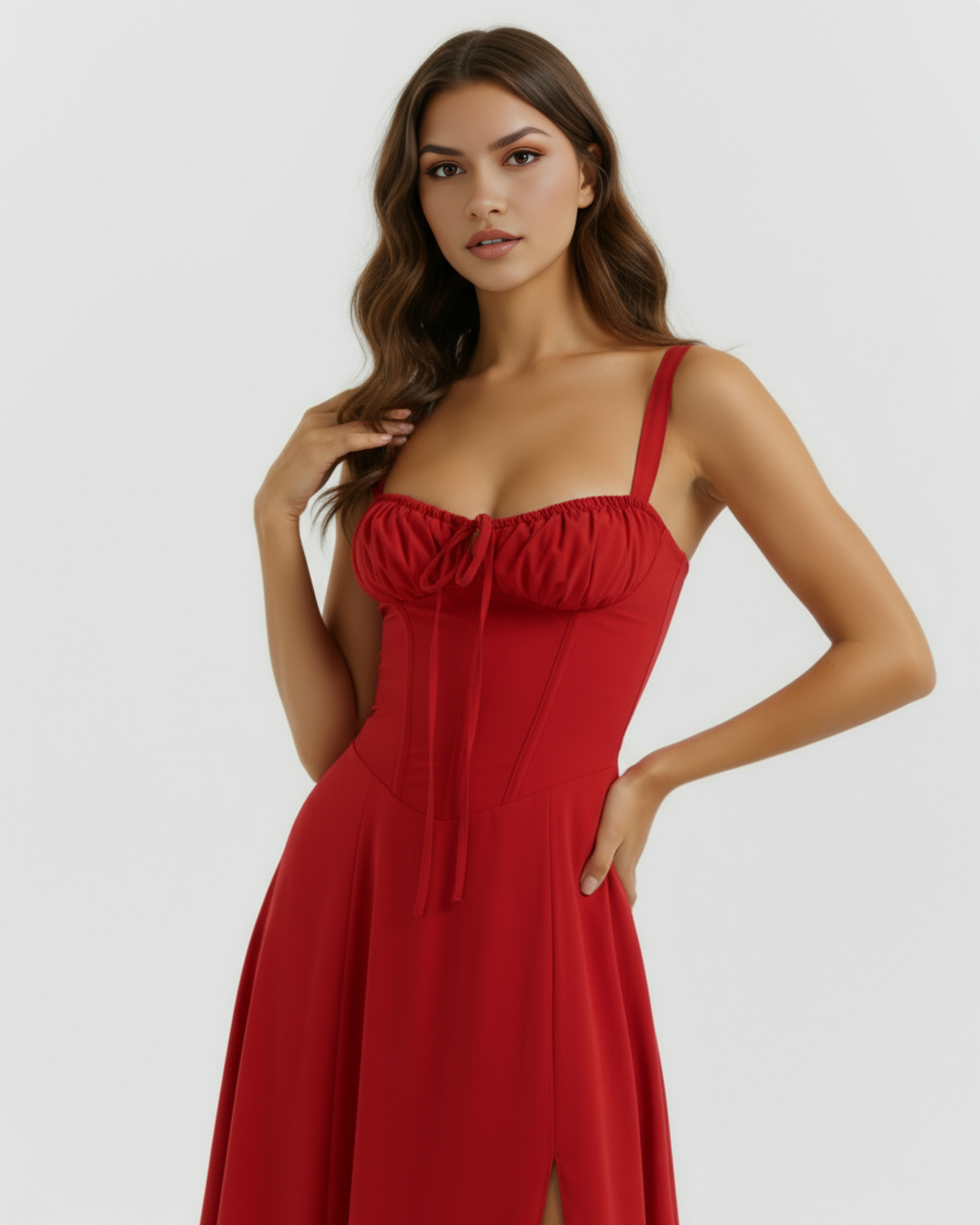 Corseted midi dress for women | Aurora