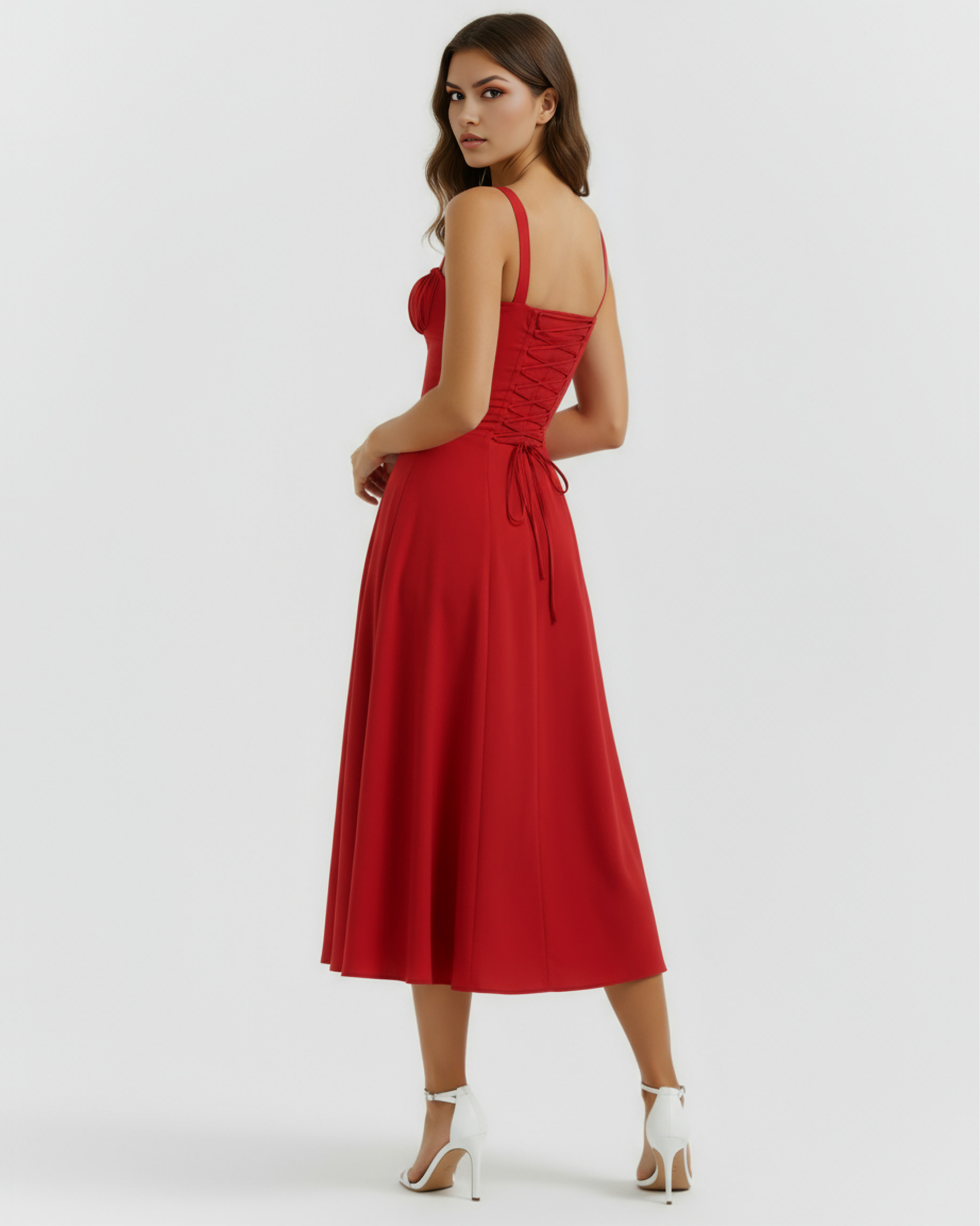 Corseted midi dress for women | Aurora