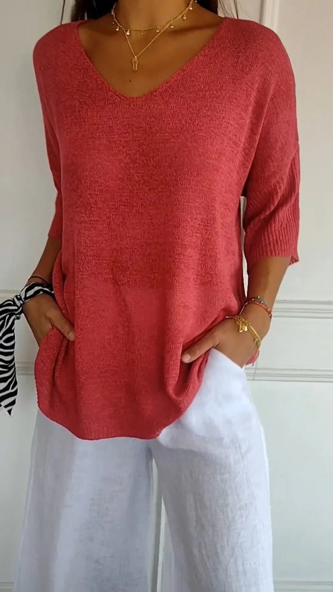 Timeless V-neck everyday casual top for women | Jill -1