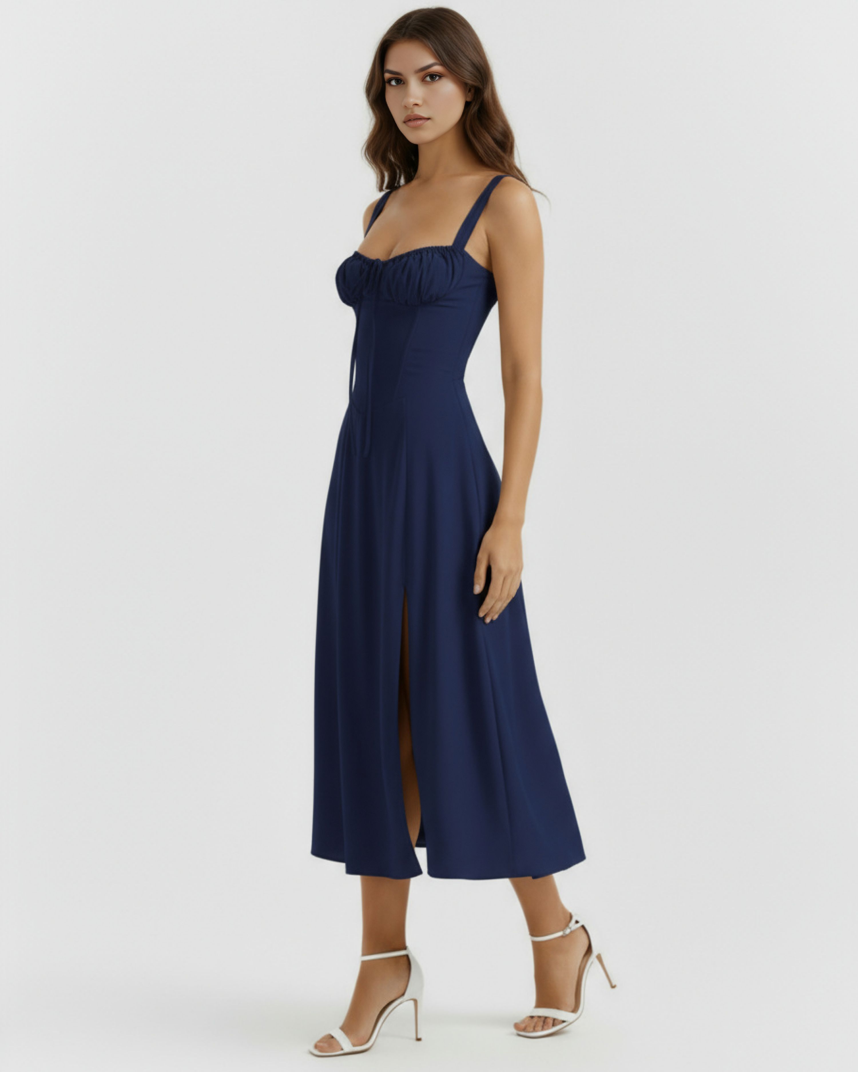 Corseted midi dress for women | Aurora