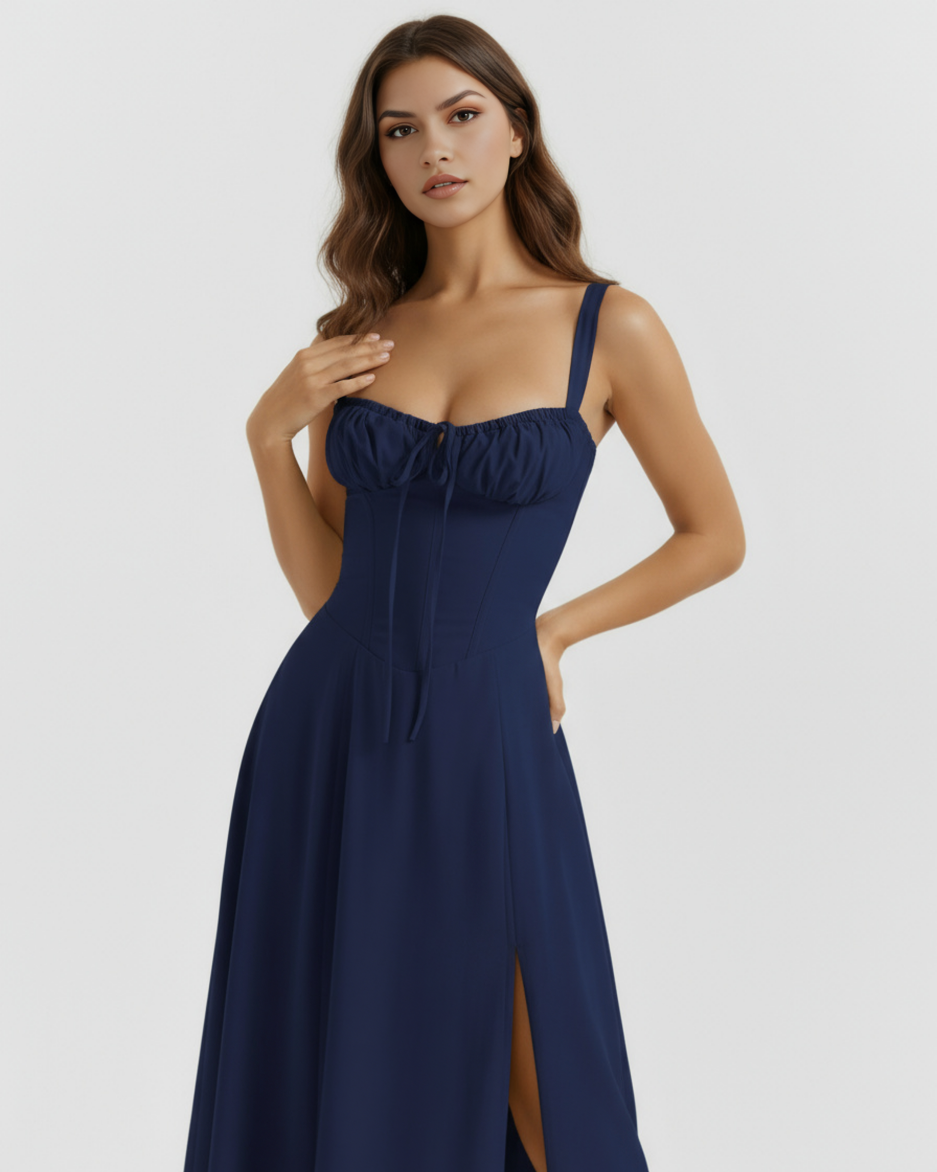 Corseted midi dress for women | Aurora