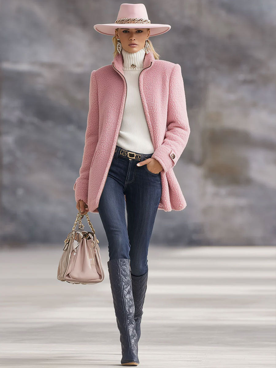 Vintage-inspired zip-up fleece jacket for women | Rosmelle -6