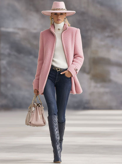 Vintage-inspired zip-up fleece jacket for women | Rosmelle -6