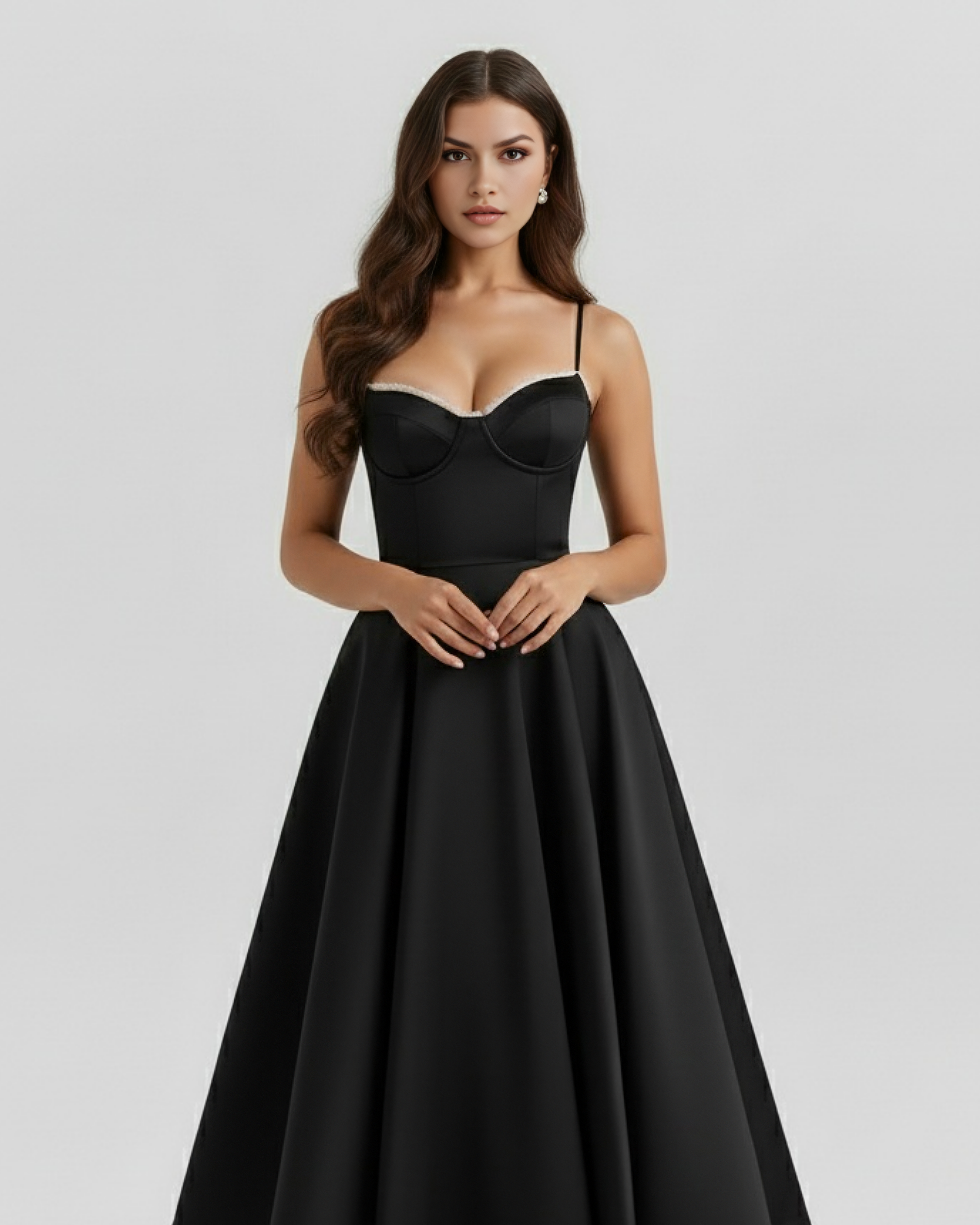 Satin boned corset midi dress for women | Selene