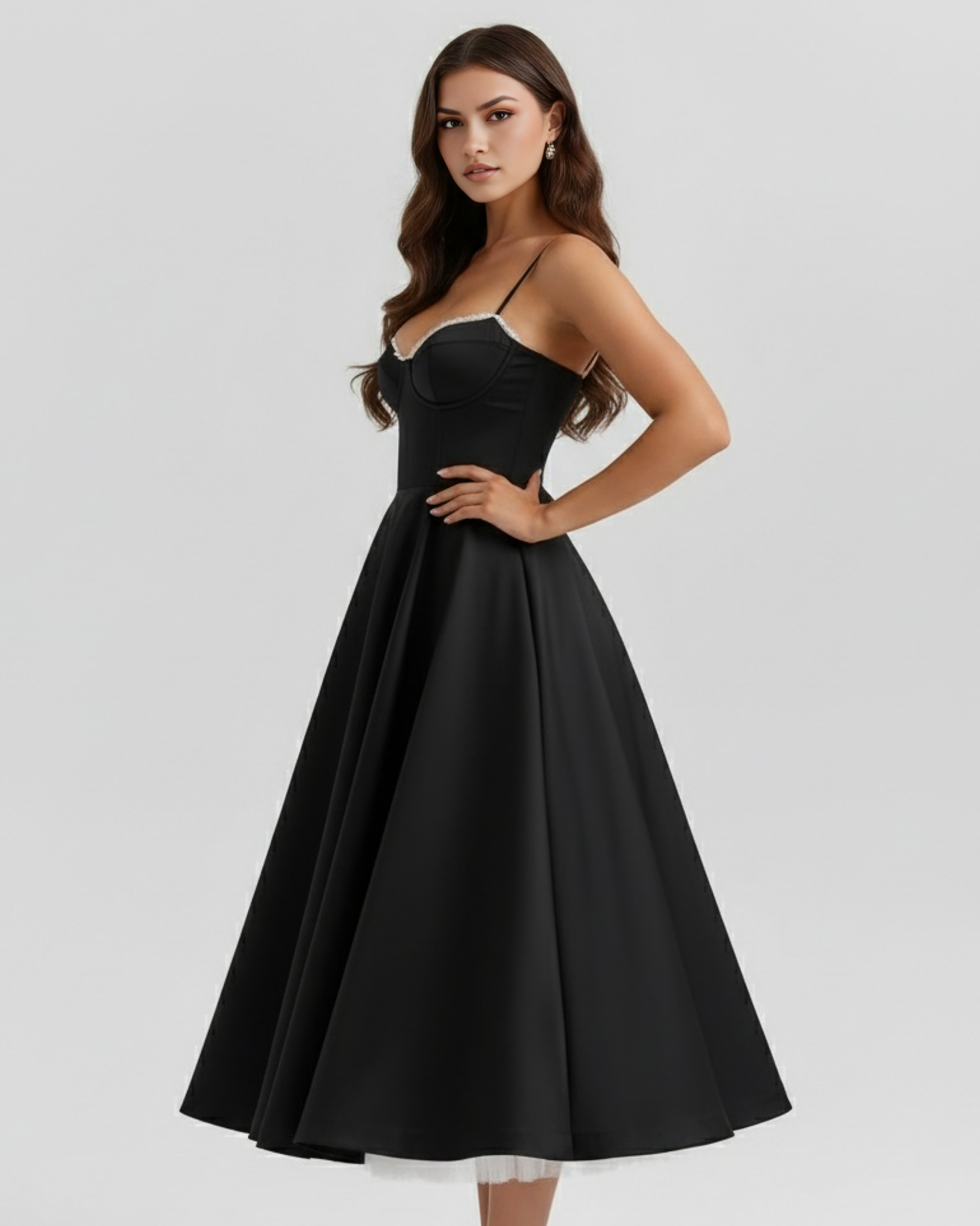 Satin boned corset midi dress for women | Selene