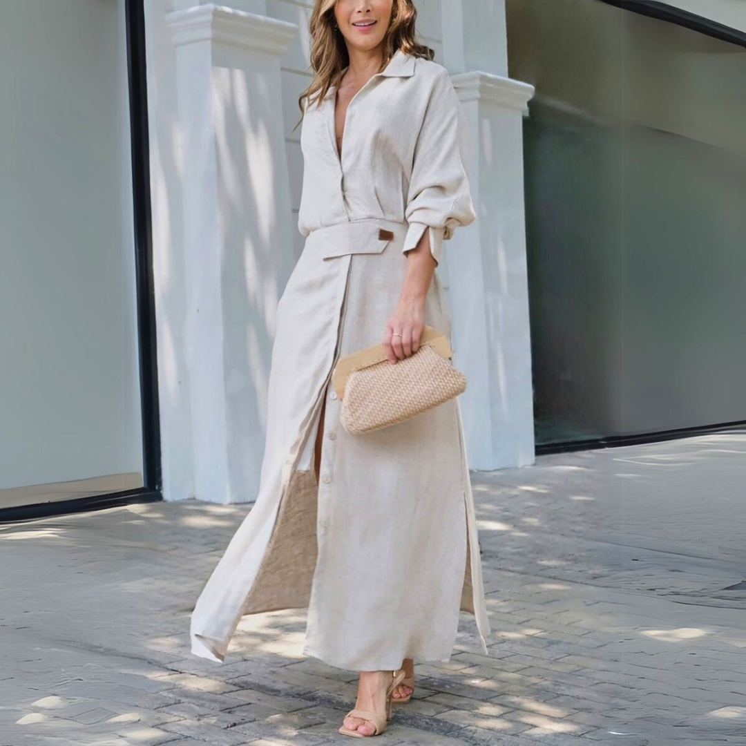 Elegant V-neck flowing maxi dress Chic for Women | Jeanara Soleil