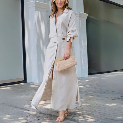 Elegant V-neck flowing maxi dress Chic for Women | Jeanara Soleil