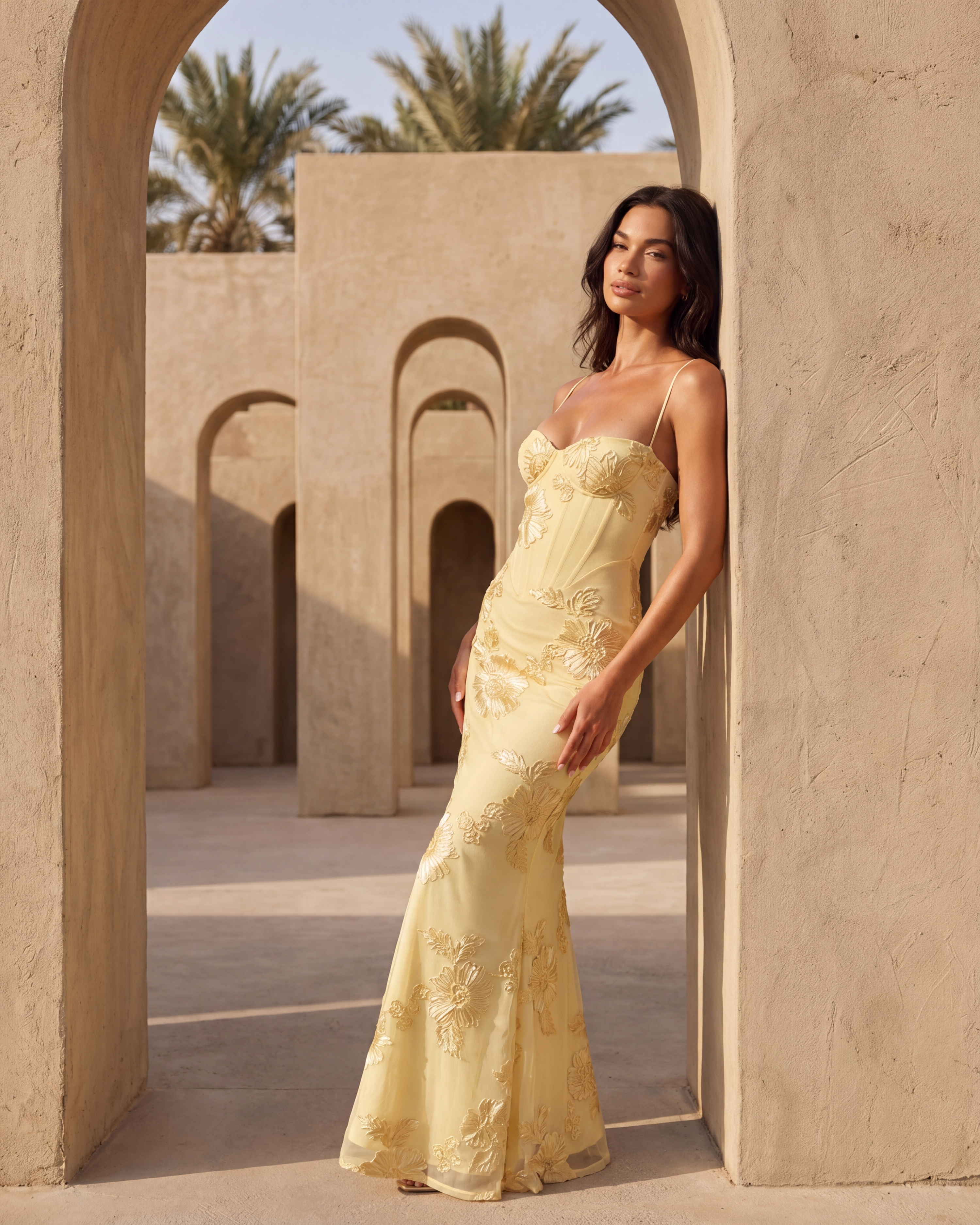 Floral mesh corset maxi dress for women | Celeste