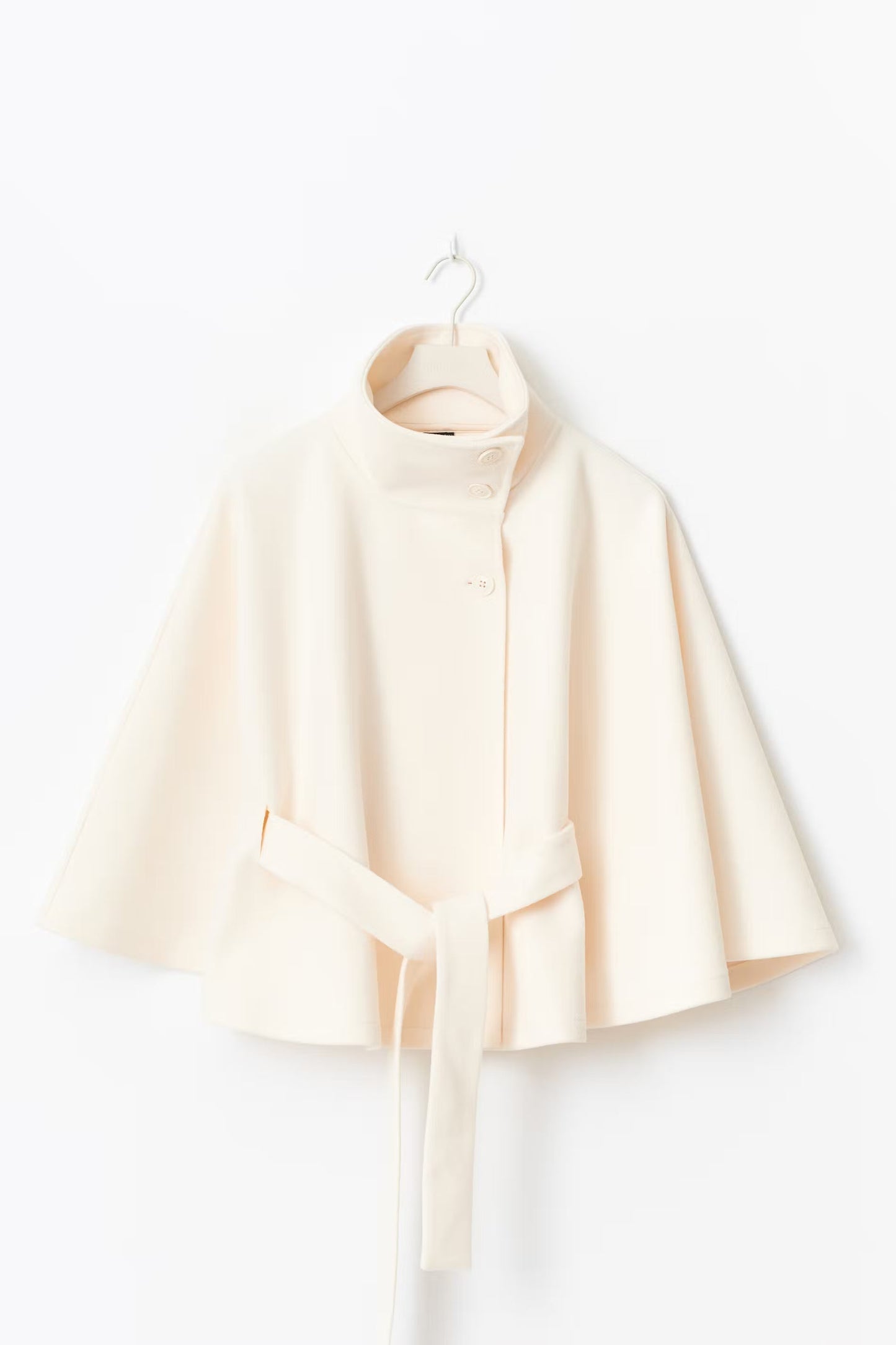 Elegant high collar long coat with removable belt Stylish for Women | Ivanna Élan
