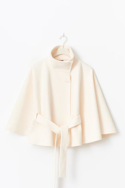 Elegant high collar long coat with removable belt Stylish for Women | Ivanna Élan
