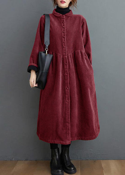 Blackish Green Corduroy Cinched Coat Stylish for Women | Mirelle