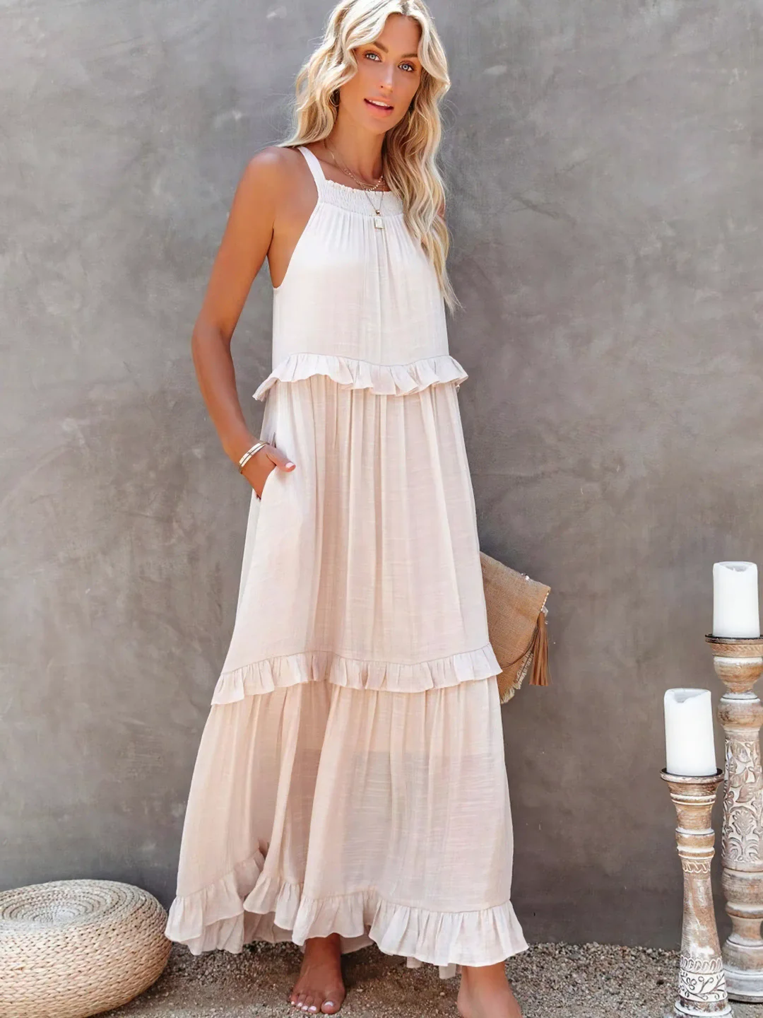 Tiered ruffle maxi dress for women | Lara