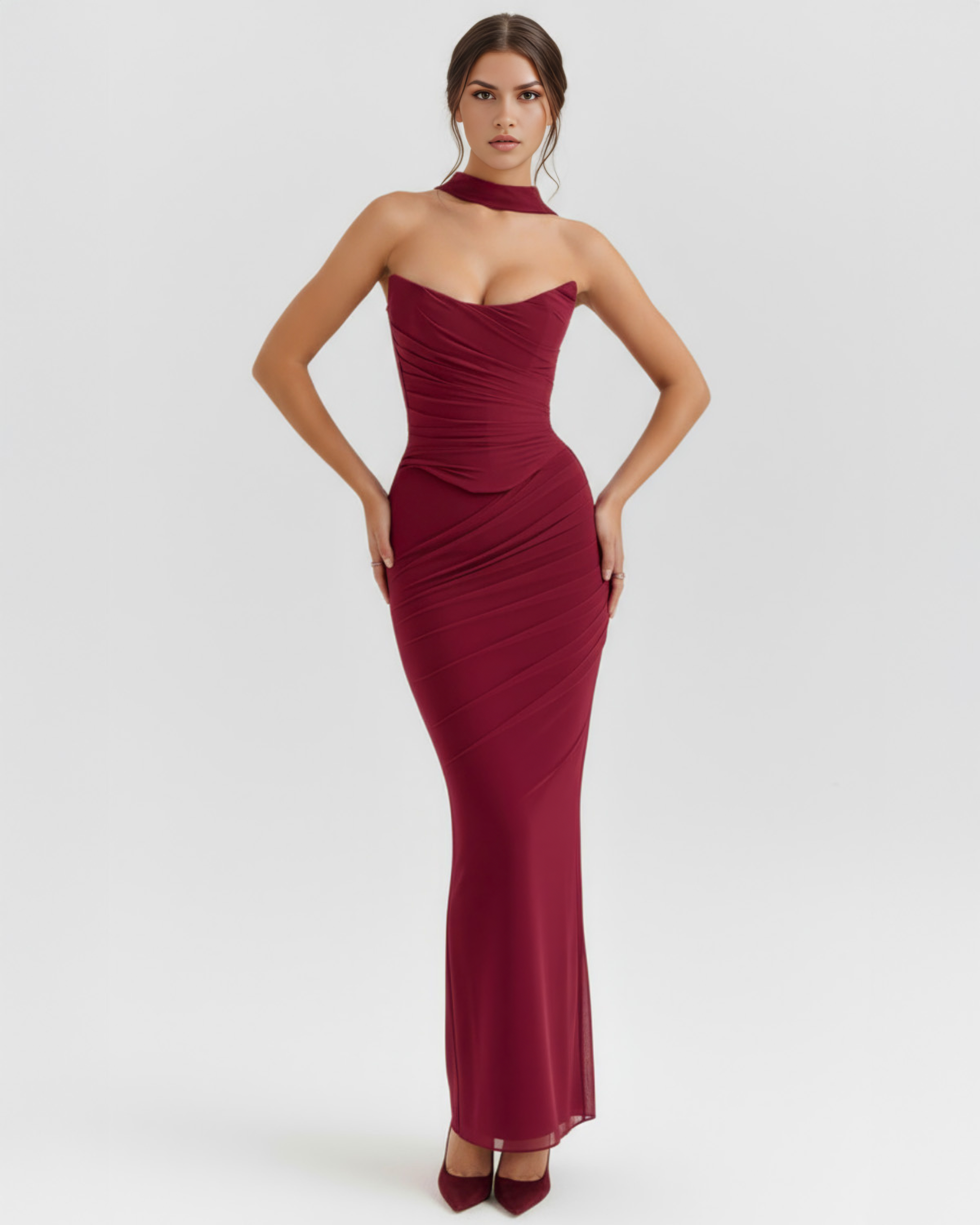 Elegant halter corset maxi dress for women | Malu