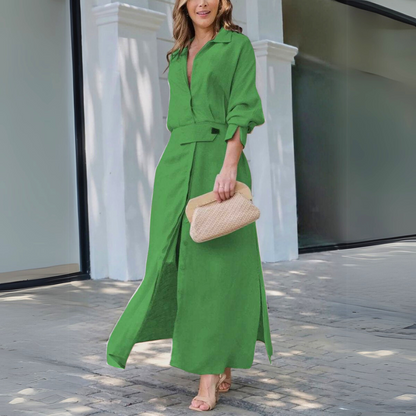 Elegant V-neck flowing maxi dress Chic for Women | Jeanara Soleil