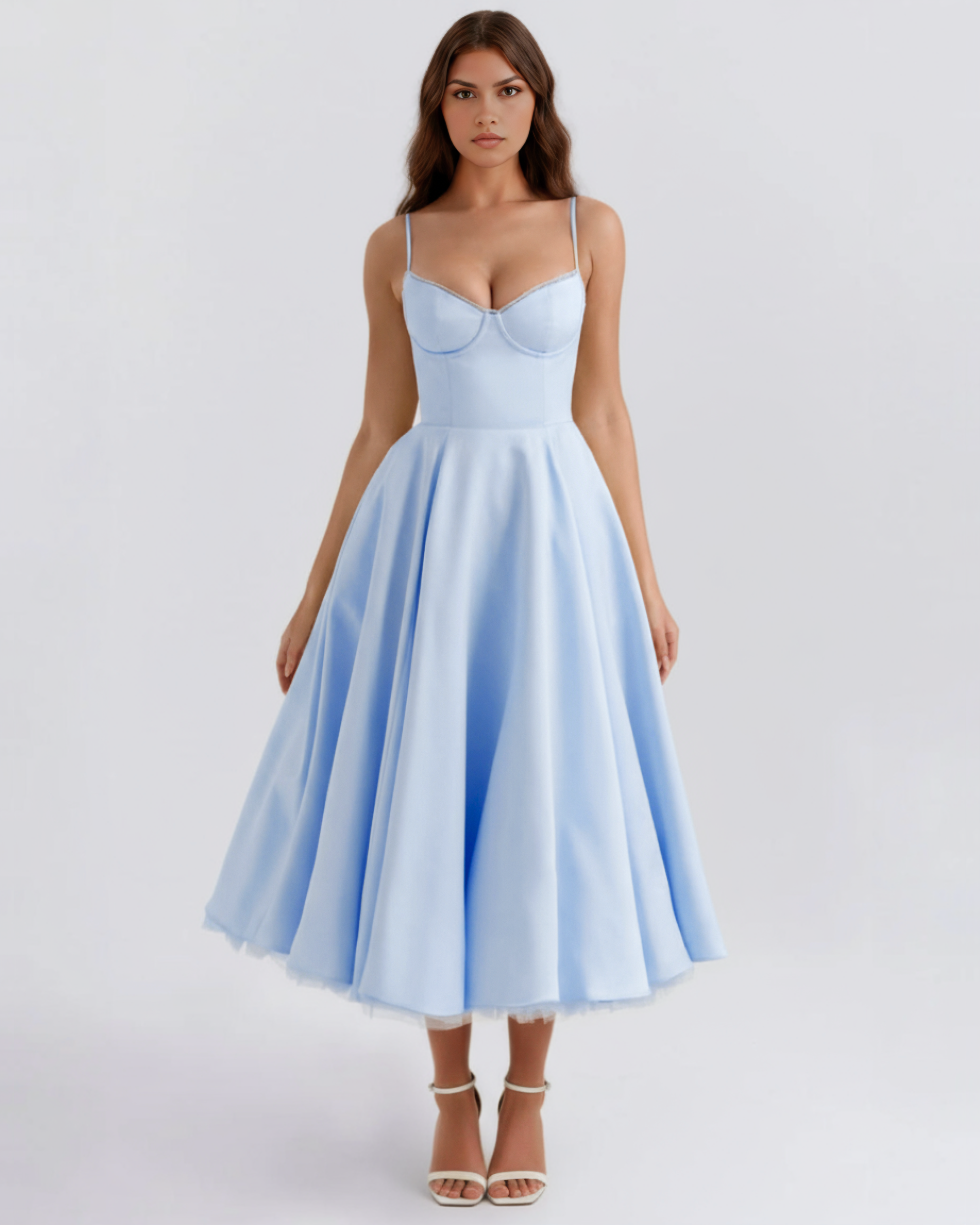 Satin boned corset midi dress for women | Selene