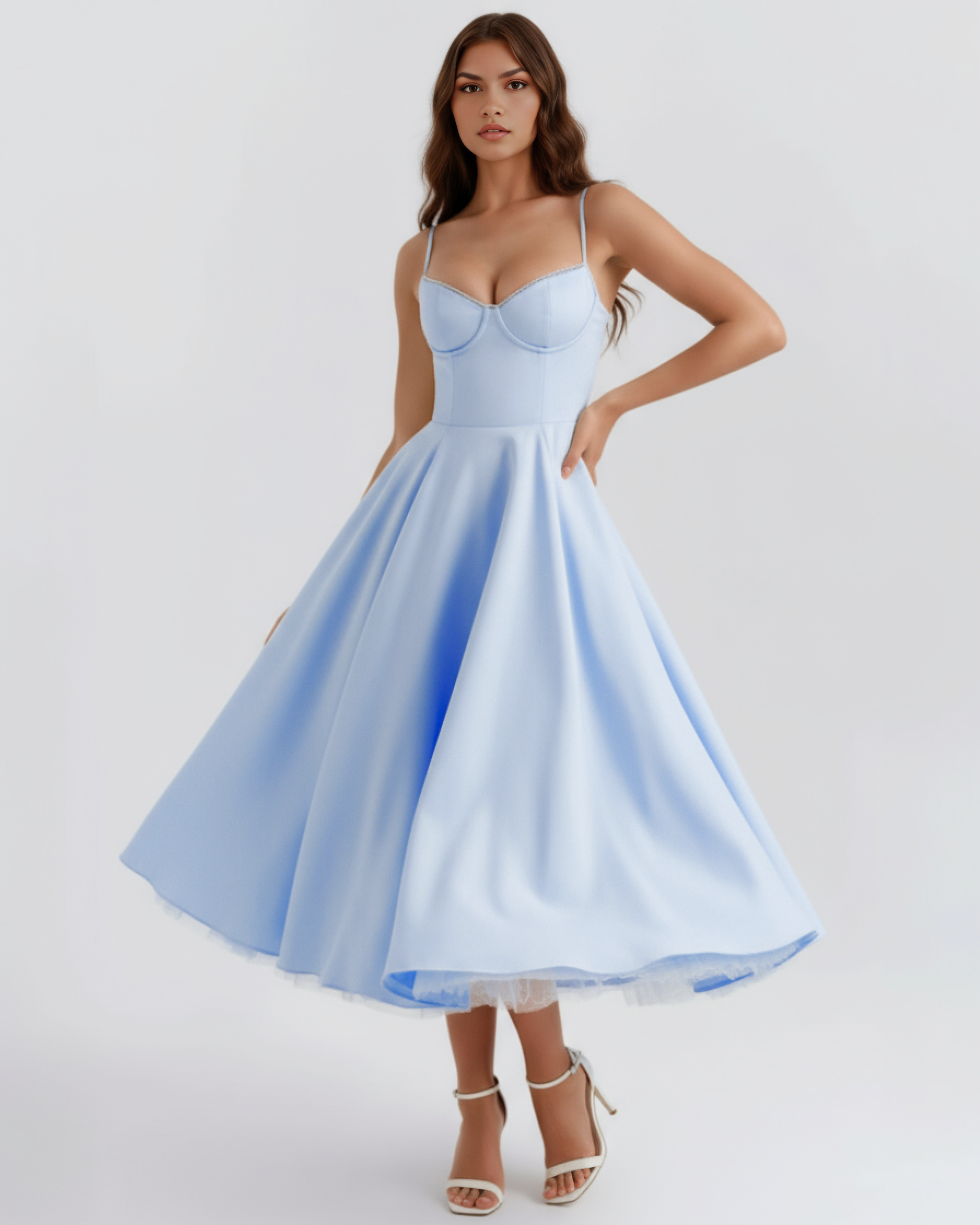 Satin boned corset midi dress for women | Selene