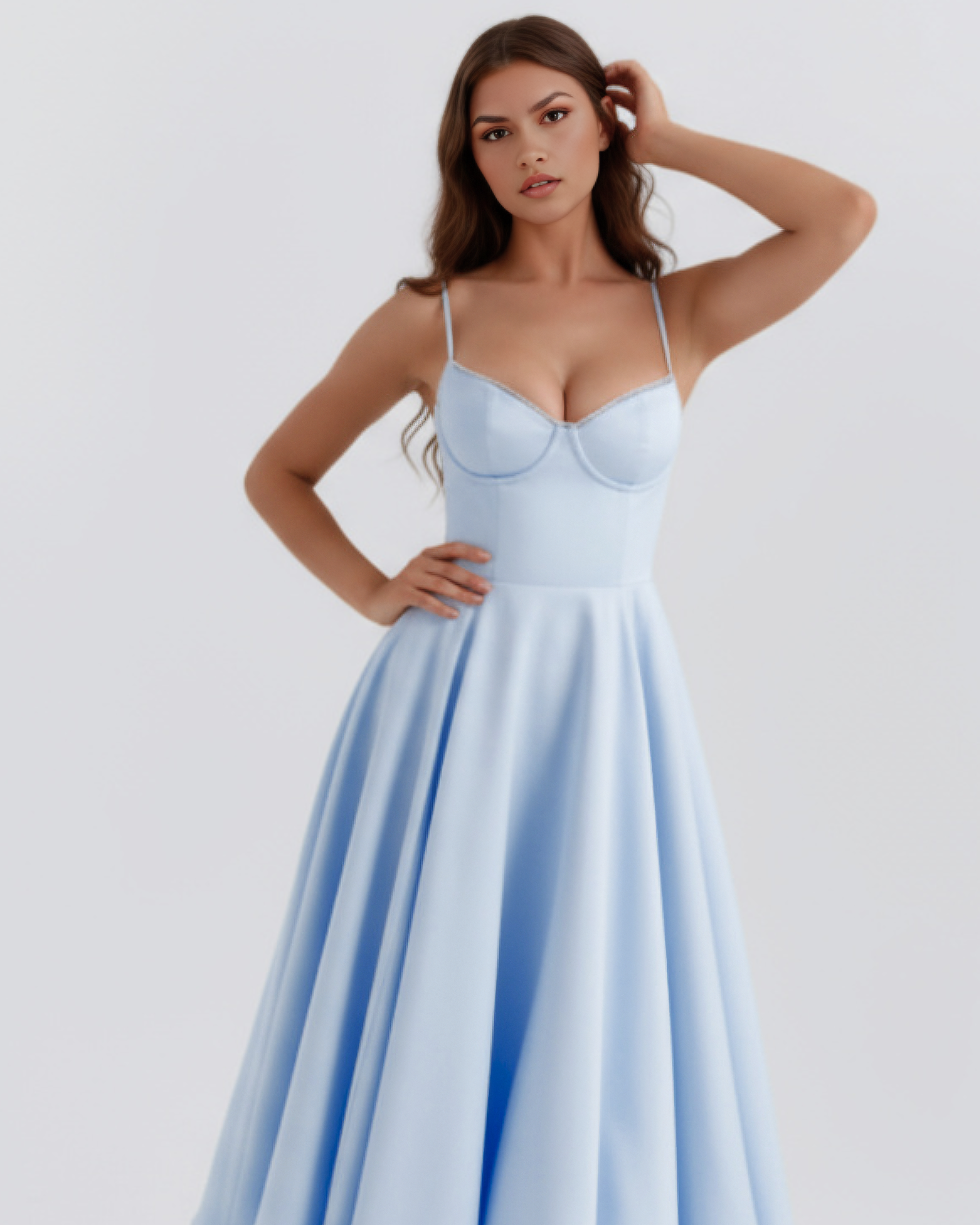 Satin boned corset midi dress for women | Selene