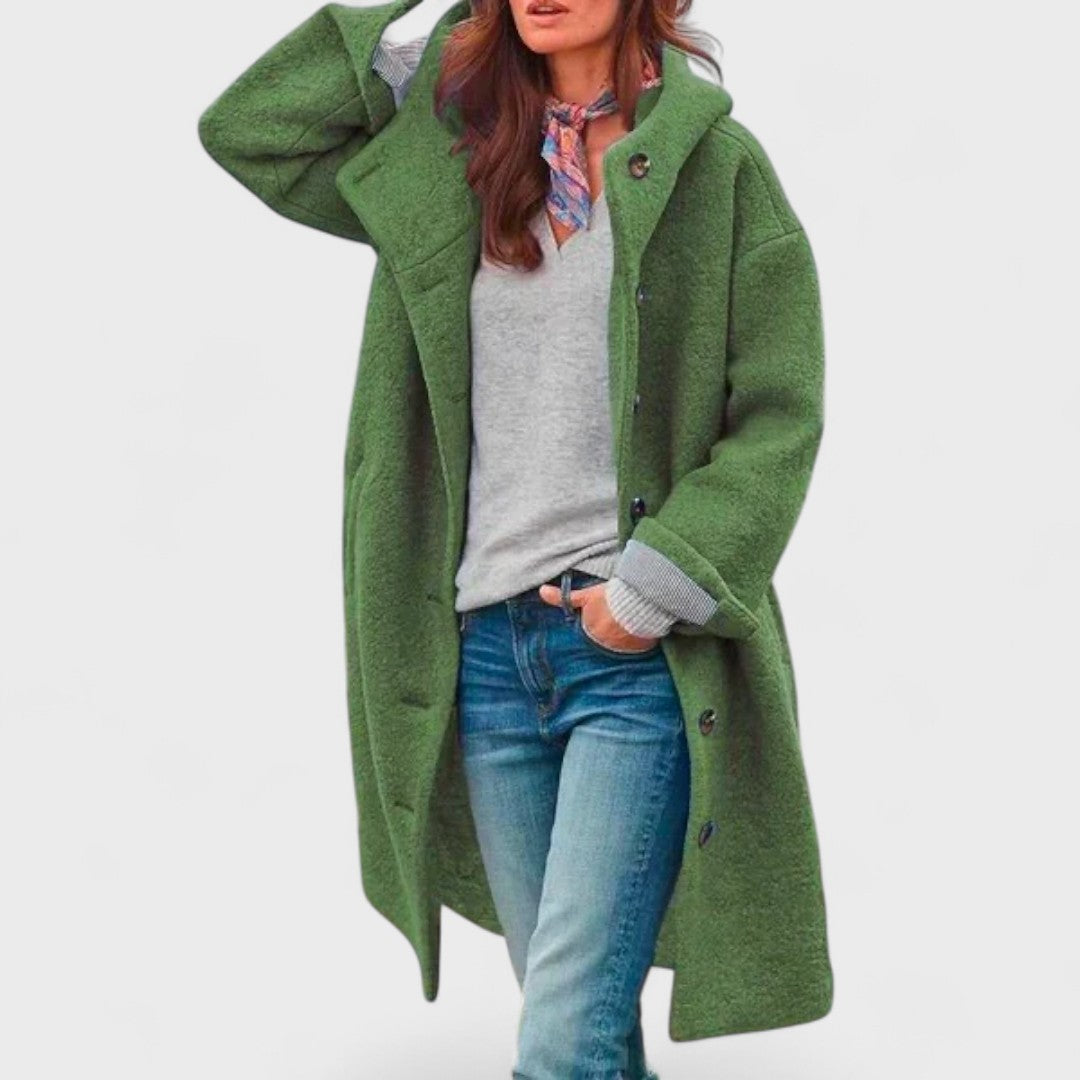 Longline button coat for women | Aida