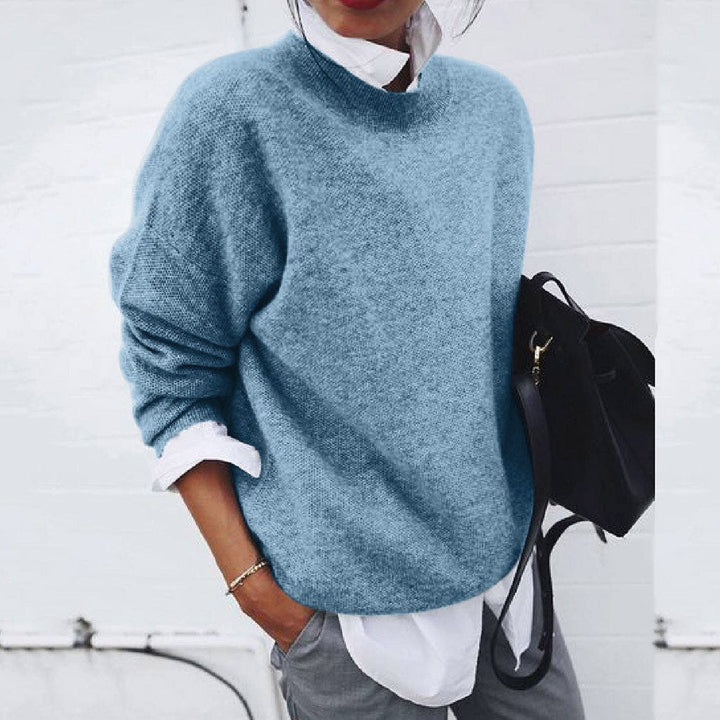 Elegant classic round-neck knit sweater Cozy for Women | Elena Grace