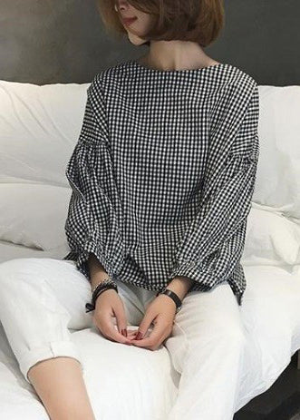 French Plaid Asymmetrical Blouse Chic for Women | Mirelune
