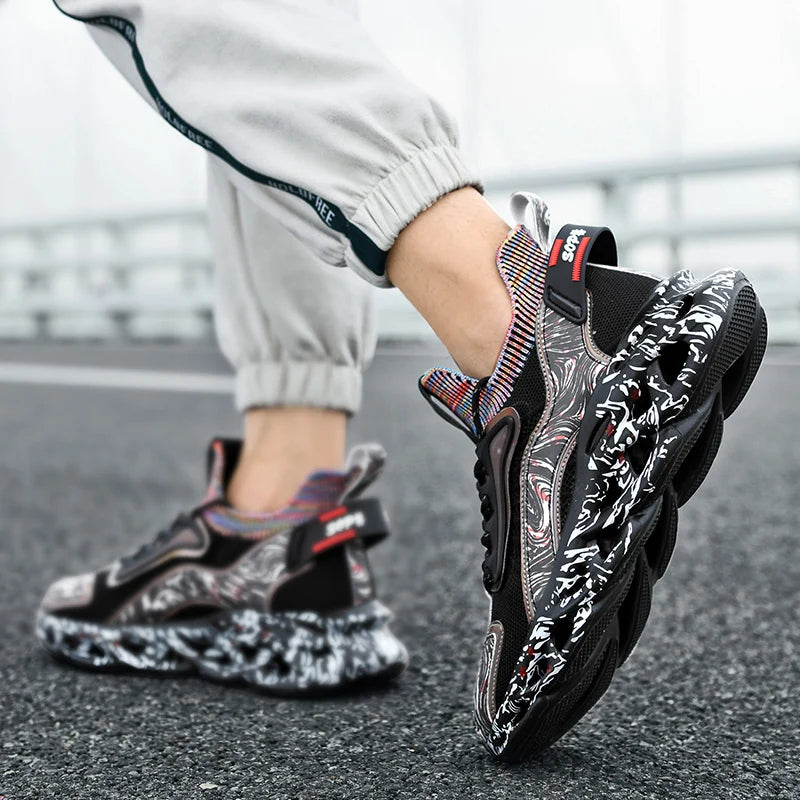 Street-style splattered-sole everyday trainers for men | Rebel Pulse -13