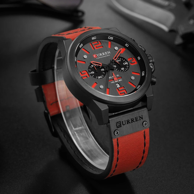 Chronograph leather-strap classic watch for men | The Hudson Classic -14