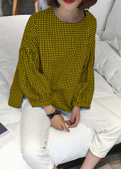 French Plaid Asymmetrical Blouse Chic for Women | Mirelune