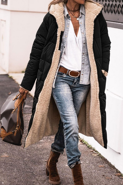 Elegant reversible long coat for women | Elvoria