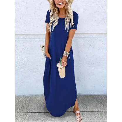 Casual round neck maxi dress for women | Relna