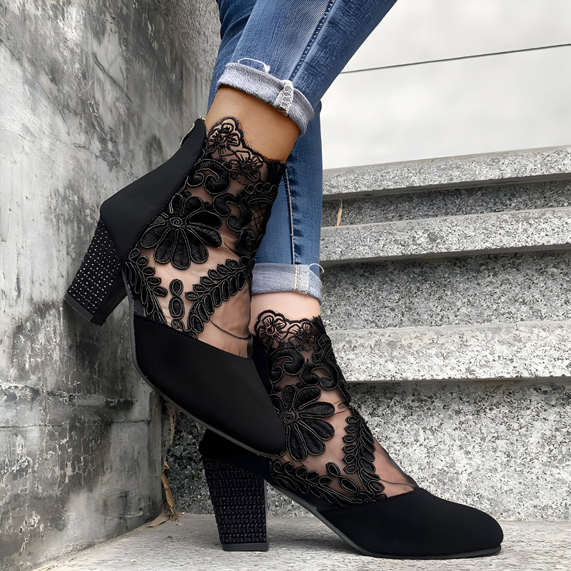 Ankle strap block heel shoes for women | Margarith