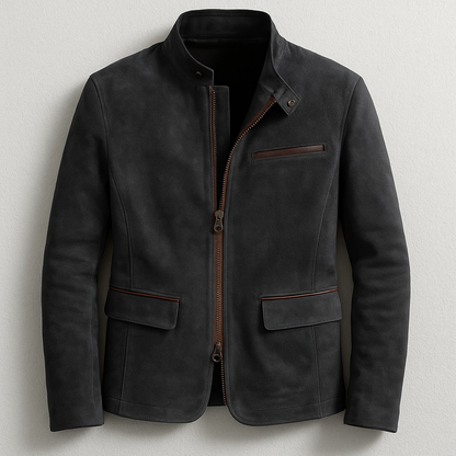 Classic suede smart casual jacket for men | Russell -2