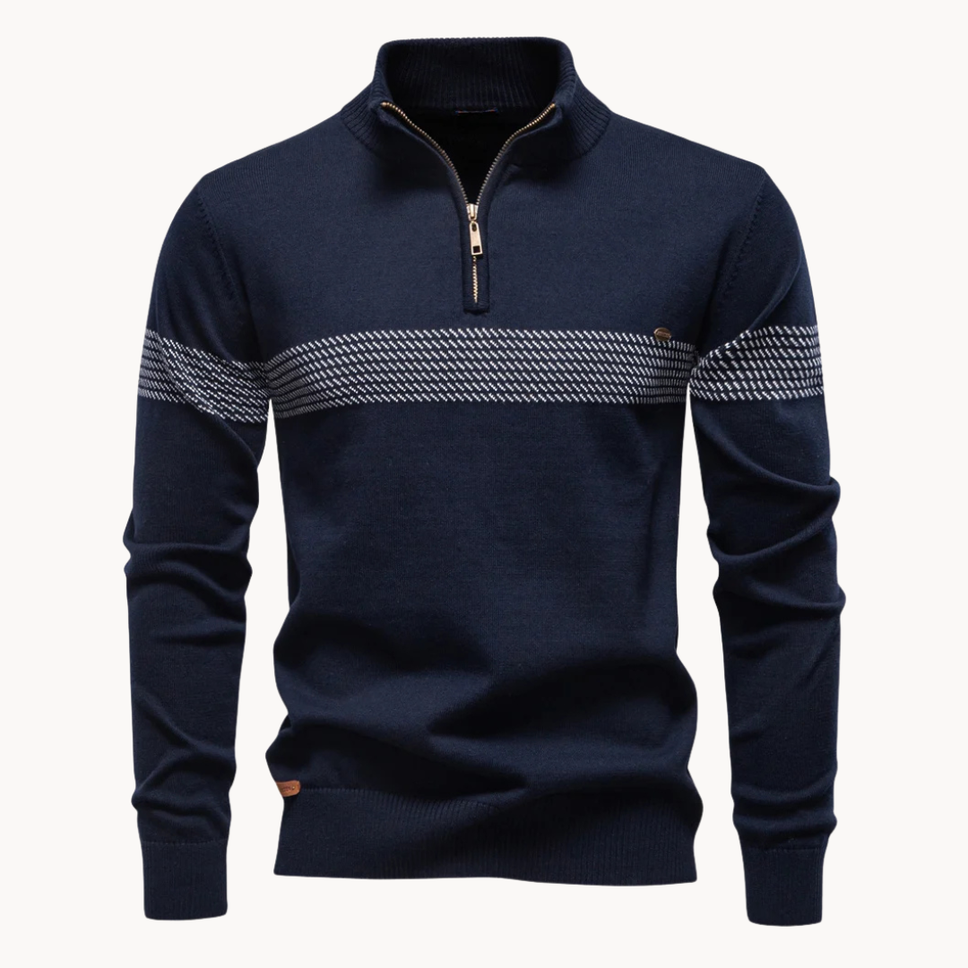 Heritage stripe cosy knit jumper for men | Durham -1
