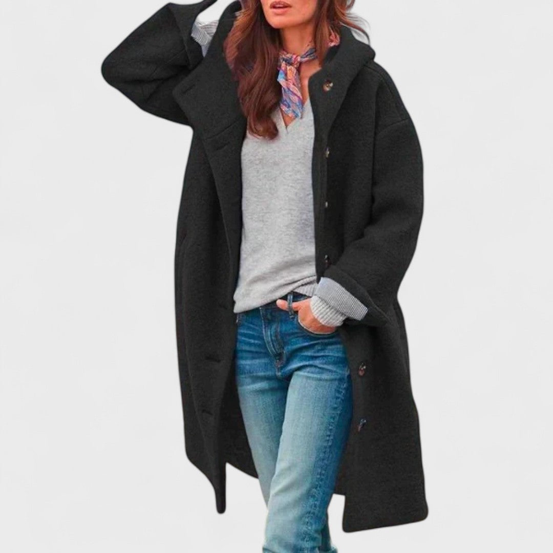 Longline button coat for women | Aida