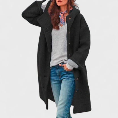 Longline button coat for women | Aida